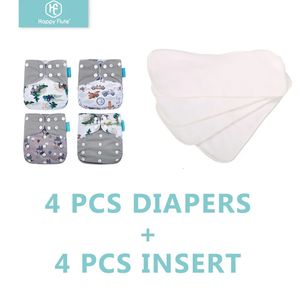 Cloth Diapers Adult Diapers Nappies Happyflute Reusable 4Pcs Pocket Diapers4 Pcs Microfiber Insert Washable Infant Nappy Ecological Cloth Diaper 231024