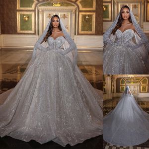 Lantejoulas querida vestidos de casamento vestido de baile luxuoso cristal miçangas pérolas vestidos de novia feito sob encomenda