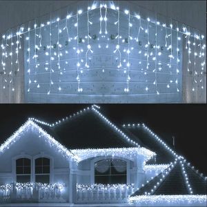 Christmas Decorations EU 220V LED Curtain Icicle String Light Droop 0.6-0.8m Decorations for Home Winter Eave Street Decor Christmas Garland Outdoor 231025