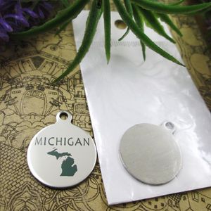 40 pezzi--ciondoli in acciaio inossidabile Mappa Michigan più stile scegliendo pendenti fai-da-te per la collana277e