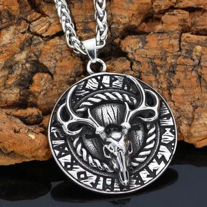 Necklaces Pendant Noridc Viking Deer Rune Stainless Steel Necklace for Men with Gift Bag