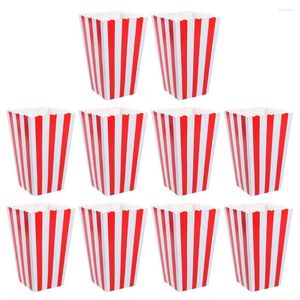 Servis uppsättningar 10 datorer Popcorn Carton presentförpackningar för party hink containrar rand papper bulk containrar