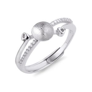 Sötvattenspärlring monteringsdesign för kvinnor 925 Sterling Silver Zircon Ring Blanks Accessories 5 Pieces243f