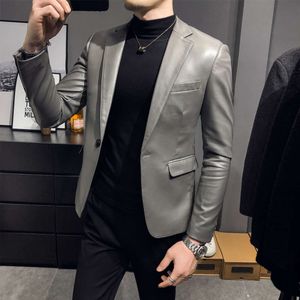 Marka odzieży moda moda Wysokiej jakości swobodna kurtka męska mączka szczupła konstrukcja skórzana garnitur płaszcza Man Blazers S XL