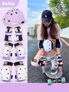 Elbow Knee Pads Kufun Sport Protective Gear Set Knee Pad Elbow Skateboard Skating Girls Boys Pink Men Woman Protector Inline Roller Skate Hard 231024