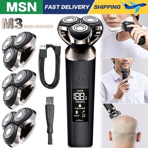 Lâminas de barbear MSN Barbeador elétrico Navalha elétrica para homens Máquina de cortar cabelo Aparador de barba Carregamento rápido Display LCD Máquina de barbear 3D Smart Clean 231025