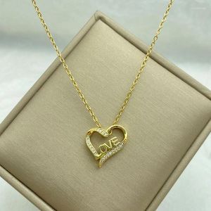 Colares de pingente banhado a ouro colar de aço inoxidável com coração oco para mulheres moda jóias