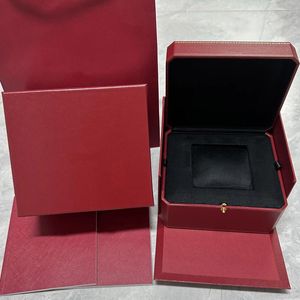 Caixas de relógio fornecedor de fábrica atacado luxo original vermelho preto veludo com livreto e cartão caso de presente personalizado
