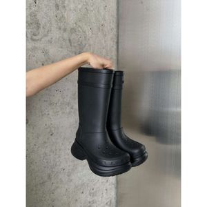 Damenstiefel lange Regenstiefel Gummistiefel Schuhe dicke Sohlen wasserdichte Regenschuhe Stiefeletten Balencaga YQTJL