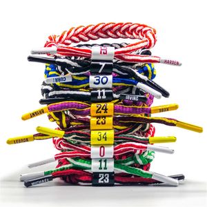 Charm-Armbänder Basketball-Armband aus geflochtenem Seil mit Spielernummer, verstellbares Sport-Armband, gewebte Armreifen, Trenfy-Zubehör 231025