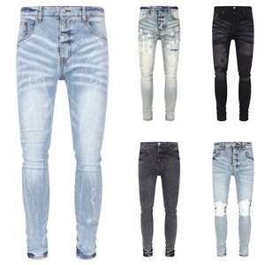 Staplade jeans män designer jeans män ljus blå smal rak rör elastisk casual mode enkel gata trend motorcykel hip hop 29-38 plus size designer jeans