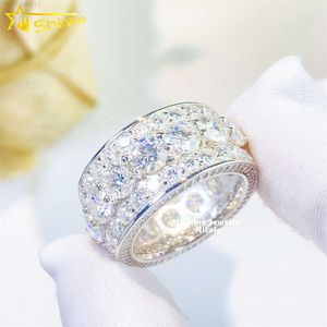 Gotowy do wysyłki biżuterii biżuterii Diamond Band 925 Srebrny pierścionek zaręczynowy Moissanite dla mężczyzn
