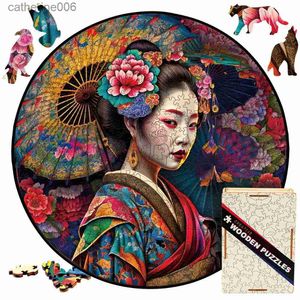 Pussel träpussel mandala geisha flickor leksaker japan geisha 3d trävirsaw pussel färg sortering spel hjärna teaser hemlig pussel boxesl231025
