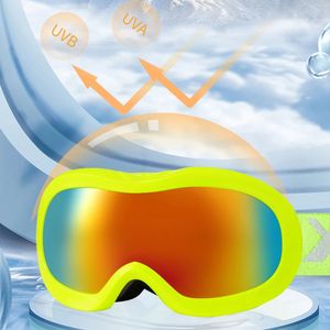 Skidglasögon Kids Mask Glasses Snowboard Antifog Skiing Solglasögon Dubbellager Sfäriska lins Justerbart för ögonskydd 231024