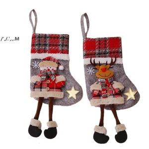 Natal meia presente saco de lã natal árvore ornamento meias bonecas santa doces presentes sacos decorações de festa em casa transporte marítimo