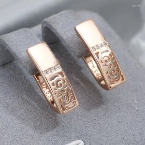 Dangle Earrings Gulkina Vintage Luxury Women's 585 Rose Gold Color Natural Zircon Smooth Hollow National Wedding Jewelry