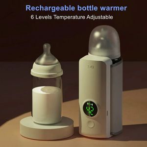 Bottle Warmers Sterilizers# Rechargeable Baby Bottle Warmer 6Levels Temperature Adjustment Display Breast Milk Feeding Accessories Food Warmer Bag 231024