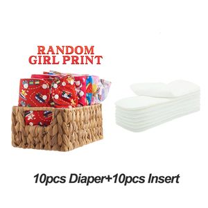 Fraldas de pano HappyFlute Random 10 Piece One Size Pocket Cloth Diaper Pano de camurça para uso interno com 10 unidades Inserir Fralda de bebê à prova d'água resuável 231025