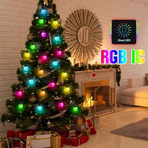 クリスマスの装飾が導かれたRGB ICツリーフェアリーストリングライトDIY BLUETOOTHマルチカラーウォータープルーフボールガーランド用クリスマスウェディングパーティーの装飾231025