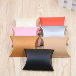 Gift Wrap 50pcs Kraft Paper Candy Box Pillow Shape Wedding Favor Boxes Pie Party Box(Follow The Video Folding On Link)