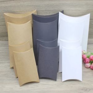 Presentförpackning 50st 4Size Gift Box Vintage Kraft /Black Gifts Pillow Box White Paper Party Sipliles Wrapping Jewelry Package Box 231025
