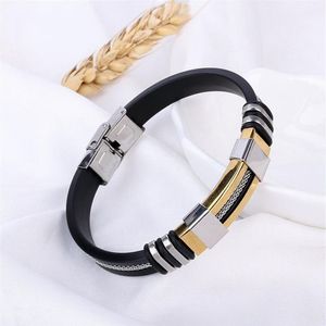 Pulseira masculina moda jóias pulseiras punk silicone aço inoxidável charme legal banda pulseira pulseiras presentes para m277l