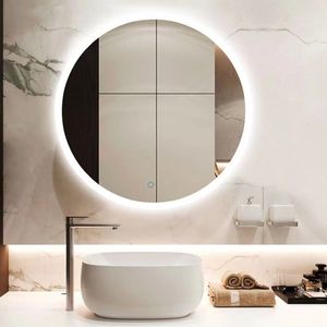 Luminária de parede LED moderna com espelho circular para banheiro, sala de estar e varanda - luminária estilo nórdico para lojas de maquiagem e roupas