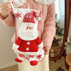 Weihnachtsstrumpf, Geschenktüten, rot, gestrickte Socken, Dekorationen, Weihnachten, groß, 45 x 28 cm, dekorative Socken, langlebig, Kaminstrumpf, zum Aufhängen, Süßigkeiten, Party, niedlich