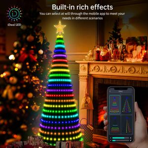 Julekorationer App Intelligent Tree Light Bluetooth Point Control Magic Color LED String Day Decorative Atmosphere Lights 231025