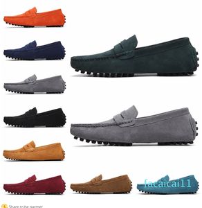 Dress Suede Men newWholesale Non-brand top Shoes Black Dark Blue Wine Red Gray Orange Green Brown Mens Slip on Lazy Leather Shoe Eur