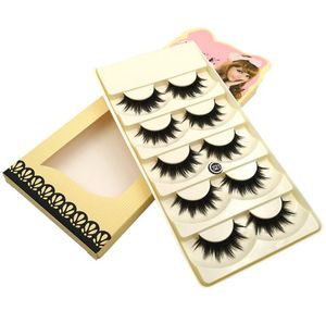 S21S2 5pairsset Fake Eyelashes Extension Professional Thick Plastic Cotton Stalk Black Full Strip False Lashes Synthetic Hair Ma1015951