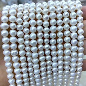 Beads Wholesale Natural Near Round Freshwater Pearls (A ) White Loose for Jewelry Making DIY Bracelet Necklace 7-8MM