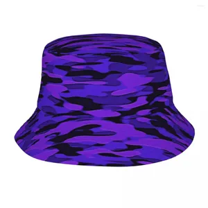 Berets Unisex Bucket Hats Purple Camouflage Camo Beach Hatwear Faltbare Outdoor Fishing Cap Military Bob Hat Drop