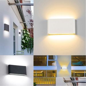 Wodoodporna lampa ścienna na zewnątrz 12 W LED CE w górę i w dół oświetlenie nowoczesne minimalistyczne werandy w ganku