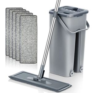 Mops Handfreier, flacher Bodenreinigungsmopp und Eimer, professioneller Home-Spin mit waschbaren Mikrofaser-Pads für Hartholz 231025