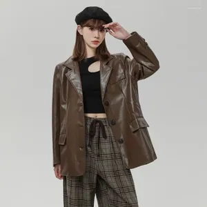 Giacca invernale nera da donna in pelle per donna Abbigliamento da motociclista di lusso sciolto Cappotto da moto da donna Bomber Vintage femminile