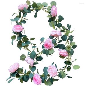 Dekorativa blommor 78,7 tum rotting Vine Peony Wedding Decor Yugali Green Plants Artificial Rose Flower Rattan Birthday Party Flowery Backdrop