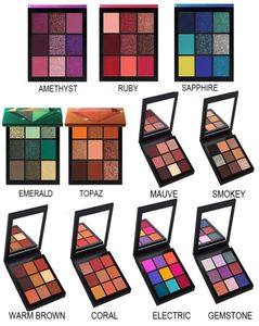 Neon 9 kleuren Schoonheidsmake-up Oogschaduwpalet Shimmer Matte palet EMMRALD SAPPHIRE RUBE AMETHYST TOPAZ Cosmetica van hoge kwaliteit ma2439457