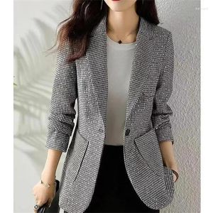 Frauen Anzüge 2023 Mode Koreanische Ausgabe Anzug Pailletten Tausend Vogel Checker Herbst Winter Casual Ausländischen Stil Mantel