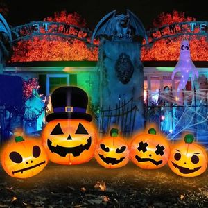 Dekoracje świąteczne Turnmeon 8 stóp Halloween donflatibles Dekoracje dyni z czapką czarownic Halloween donflatibles dekoracje zewnętrzne wbudowanie diody LED 231025