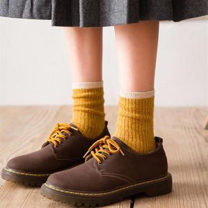 Cashmere Wool Socks For Women Solid Casual Japanese Kawaii Cute Woman 2021 Autumn Winter Fashion Streetwear Crew Sock & Hosiery2505