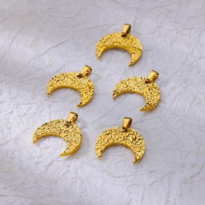 Dijes de 5 piezas colgantes de Color dorado para mujer, collar de luna y hoja de acero inoxidable a la moda, accesorios, regalo de joyería al por mayor