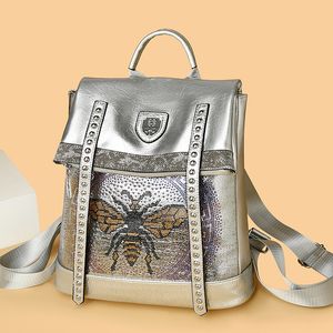 Damen Umhängetaschen 4 Farben Kreative Graffiti Cartoon Mode Leder Handtasche Punk Wind Schwerer Strass Rucksack Straße Persönlichkeit Niet Umhängetasche 2115#