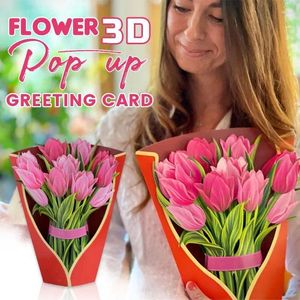 Party Favor 3D Postcards Up Flower Greeting Cards Wedding Birthday Invitation Card Handmade Thank You Wife Mom Girlfriend Gift