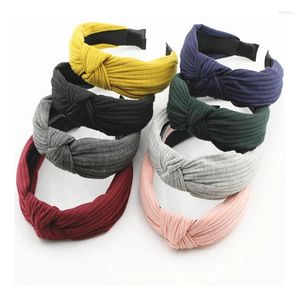 Hair Accessories Spring Ribbed Cotton Center Knot Bow Handmade Cute Hairbands Women Hairband