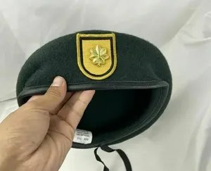 Berets US Army 1th Group Siły Specjalne Blackish Green Beret Major Device Rank Range Range Wojskowy Kapelusz