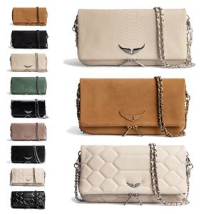 Роскошная цепочка Zadig Voltaire Pochette Rock Swing Your Wings Клатчи модные сумки через плечо Дизайнер из натуральной кожи через плечо Сумки мужские кошельки Женская сумка