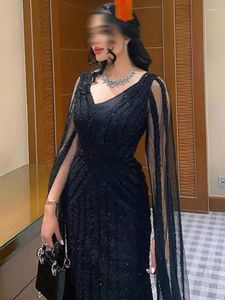 Vestidos de festa Linyang preto v decote vestido de baile colarinho elegante formal noite longa lantejoulas para mulheres 2023