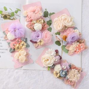 Hair Accessories Children Hairpin Baby Imitation Flowers Clips Sweet Princess Small Flower Headrope Simple Girls Three Piece Set