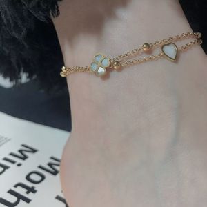 Classic Designer Gold Anklets colver jewelry new design Mother of pearl with of perfect gift for Temperament and double layer style conscious women across